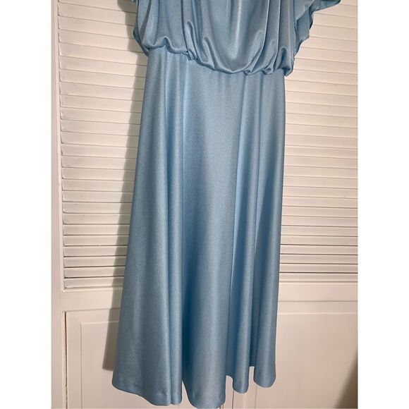 Vintage 70’s Powder Blue Chiffon Dress Small USA - Picture 2 of 14